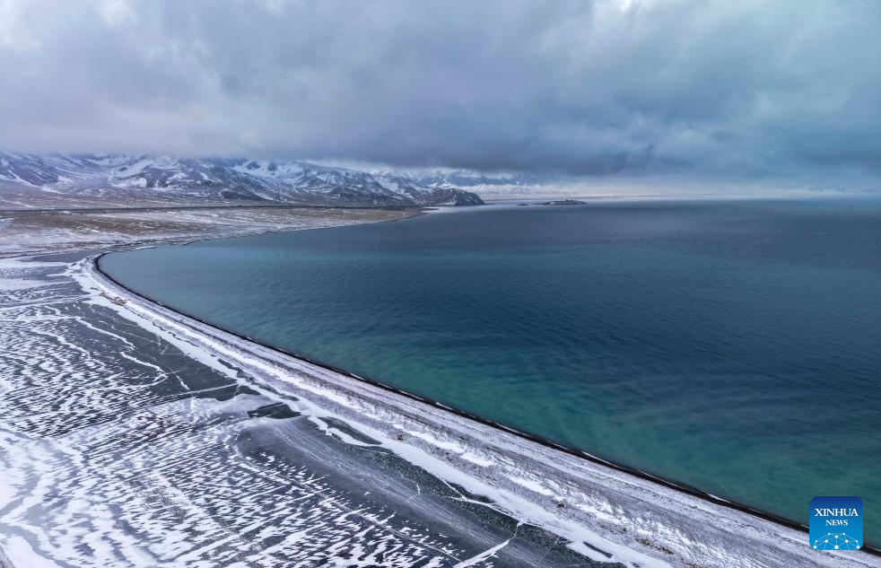 Winter scenery of Sayram Lake in NW China's Xinjiang