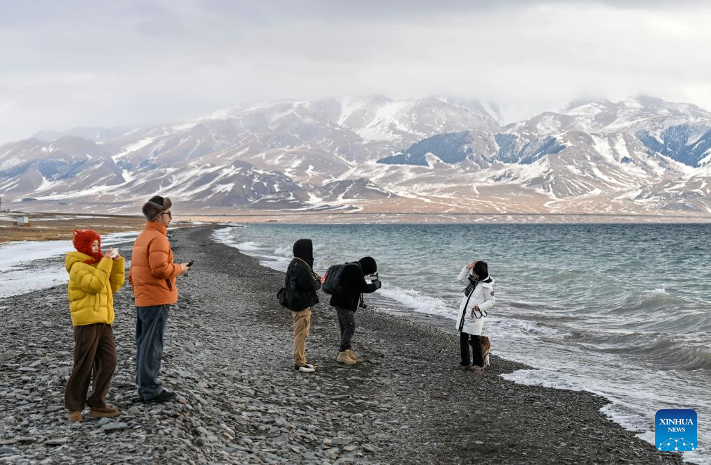 Winter scenery of Sayram Lake in NW China's Xinjiang
