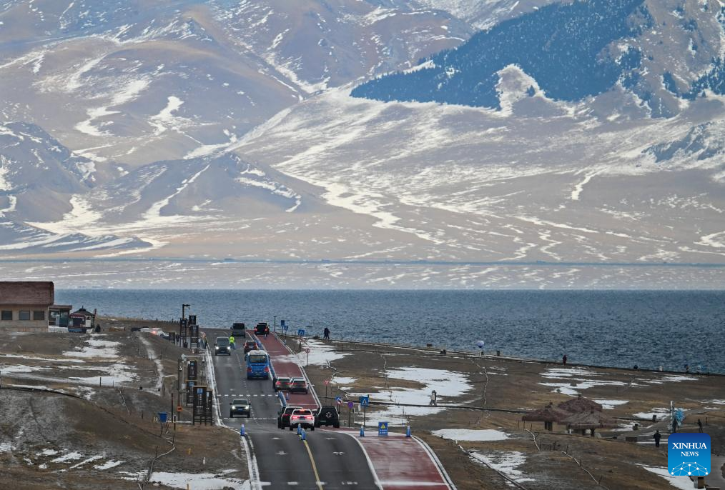 Winter scenery of Sayram Lake in NW China's Xinjiang