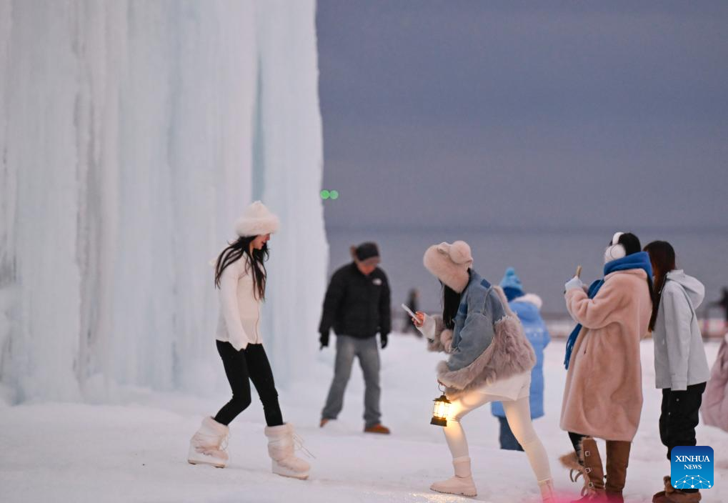 Winter scenery of Sayram Lake in NW China's Xinjiang