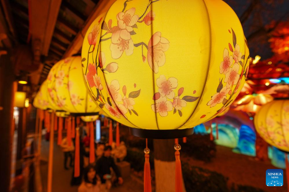 Lantern decorations displayed in east China's Nanjing to celebrate upcoming New Year