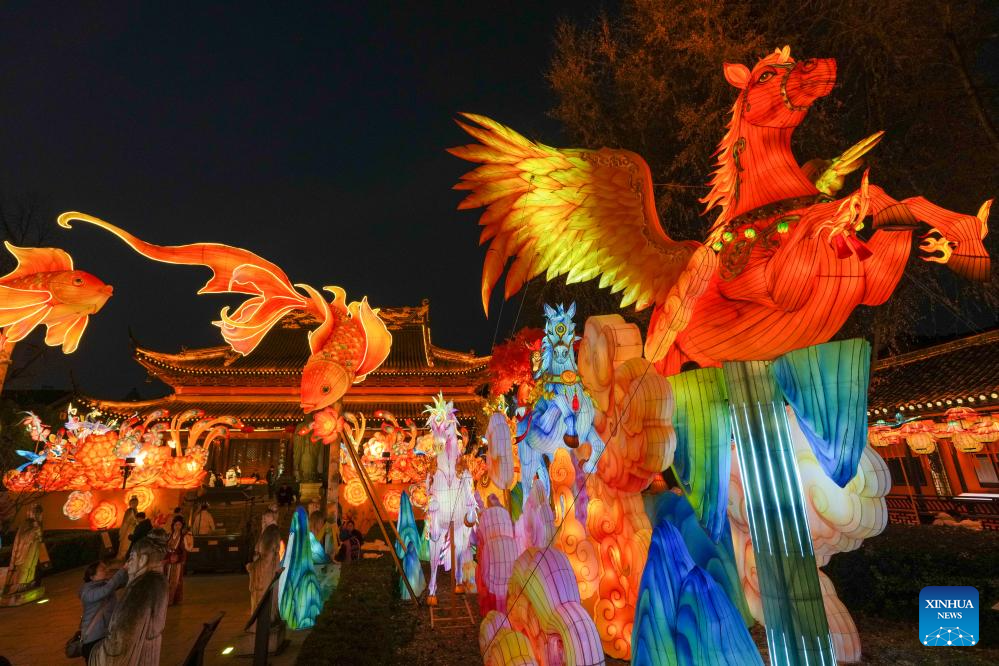 Lantern decorations displayed in east China's Nanjing to celebrate upcoming New Year