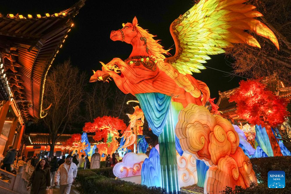 Lantern decorations displayed in east China's Nanjing to celebrate upcoming New Year