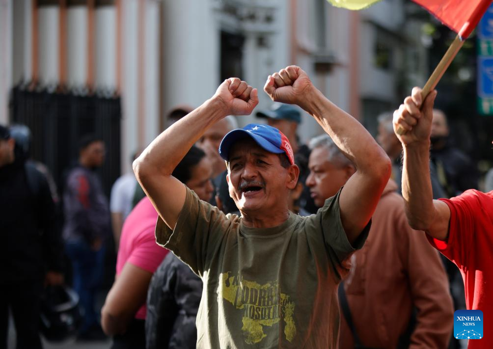 People rally against U.S. attacks in Caracas, Venezuela