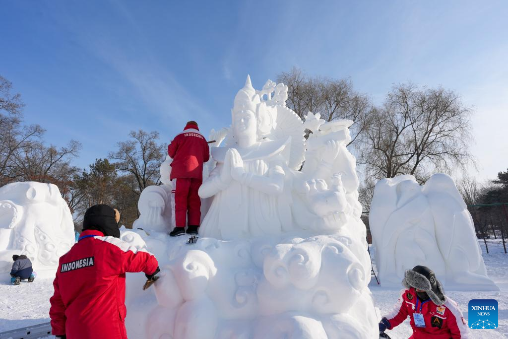 Snow sculpture competition concludes in China's Harbin