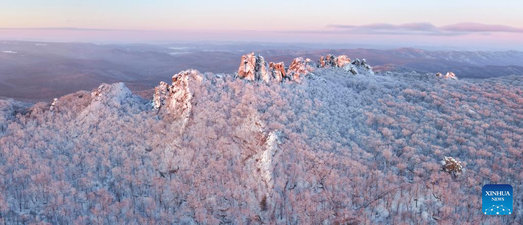 Rime scenery of Qixingshan forest park in Shuangyashan, Heilongjiang