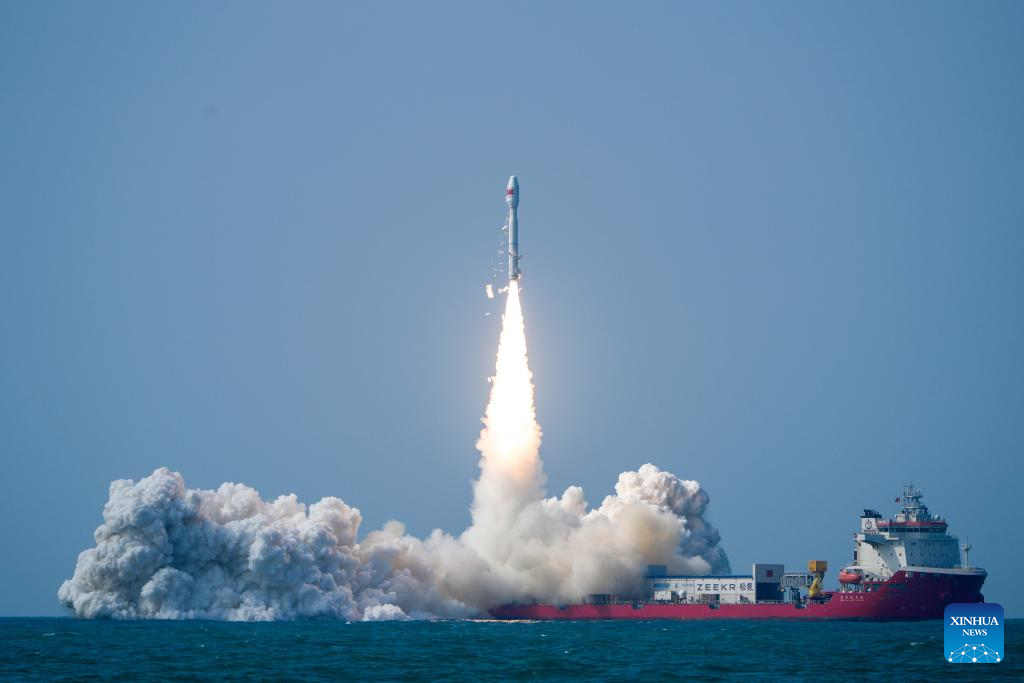 China's commercial rocket SD-3 launches 7 satellites from sea