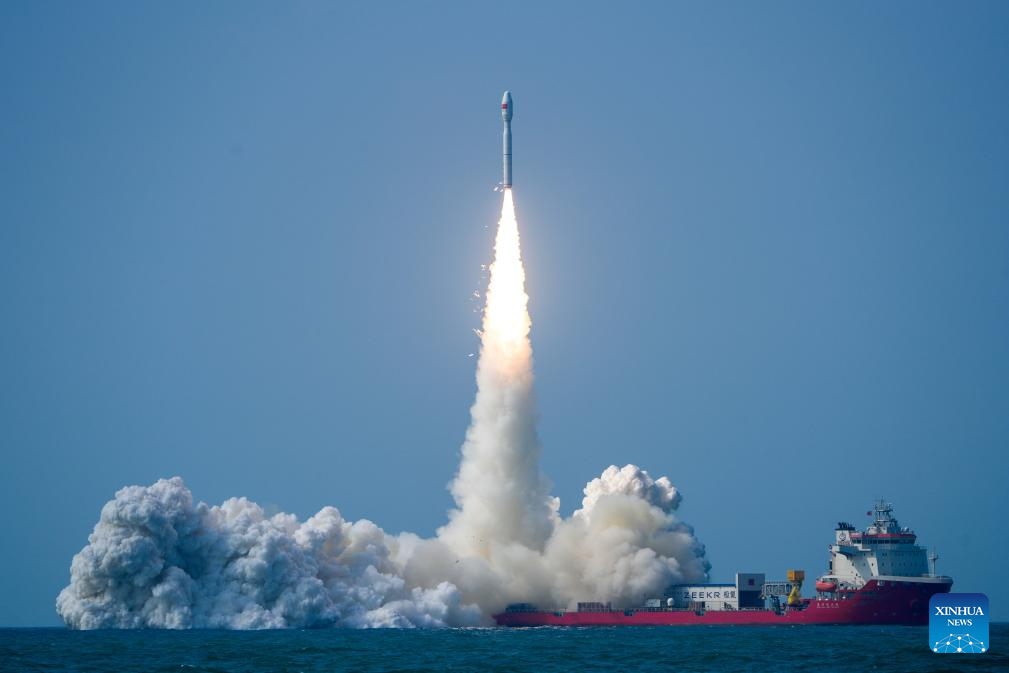 China's commercial rocket SD-3 launches 7 satellites from sea