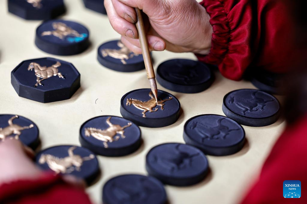 Shexian County in China's Anhui produces Hui ink sticks inspired by Chinese zodiac Year of Horse