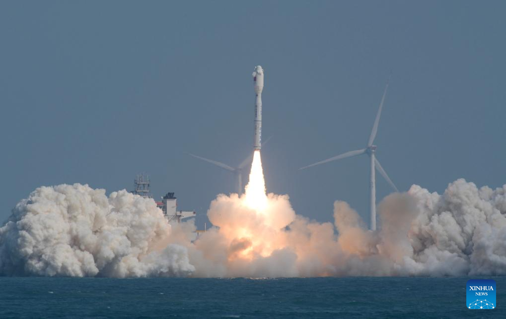 China's commercial rocket SD-3 launches 7 satellites from sea