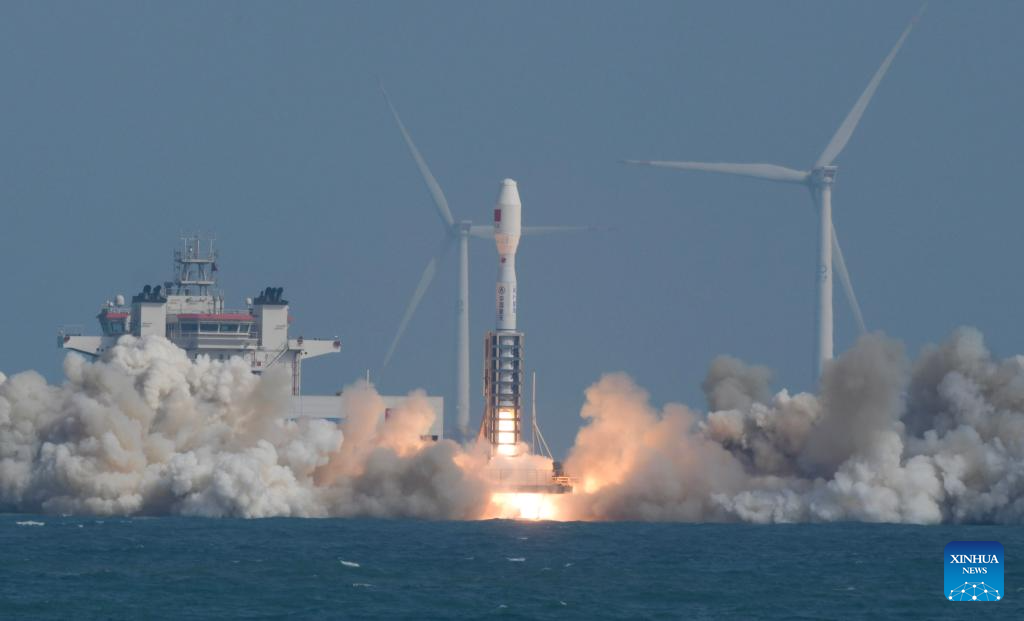 China's commercial rocket SD-3 launches 7 satellites from sea