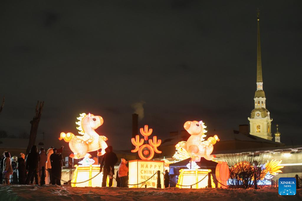 Light installations seen in St. Petersburg to celebrate upcoming Chinese New Year