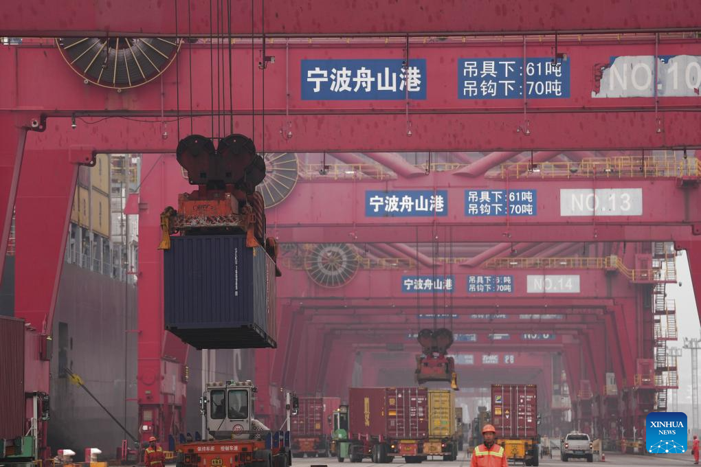 Ningbo-Zhoushan Port in east China's Zhejiang records rising container throughput