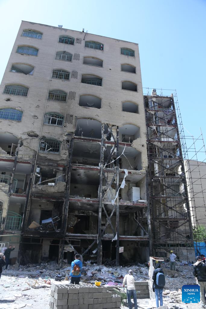 Buildings destroyed in U.S. and Israeli strikes seen in Tehran, Iran