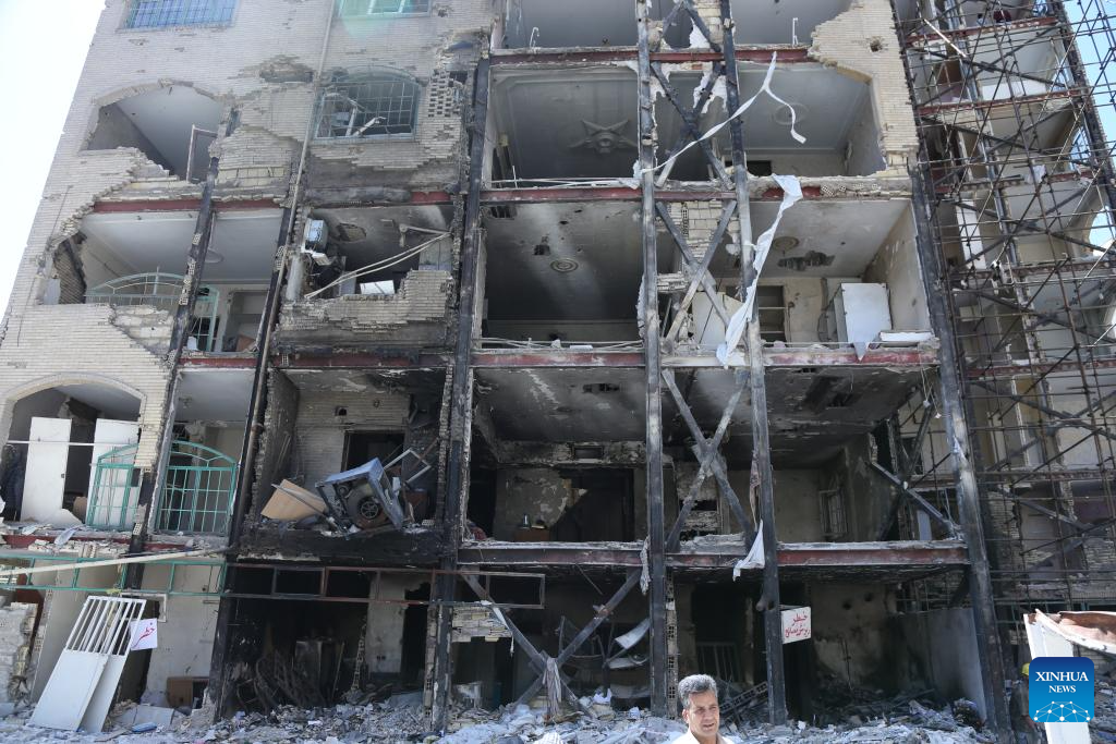 Buildings destroyed in U.S. and Israeli strikes seen in Tehran, Iran