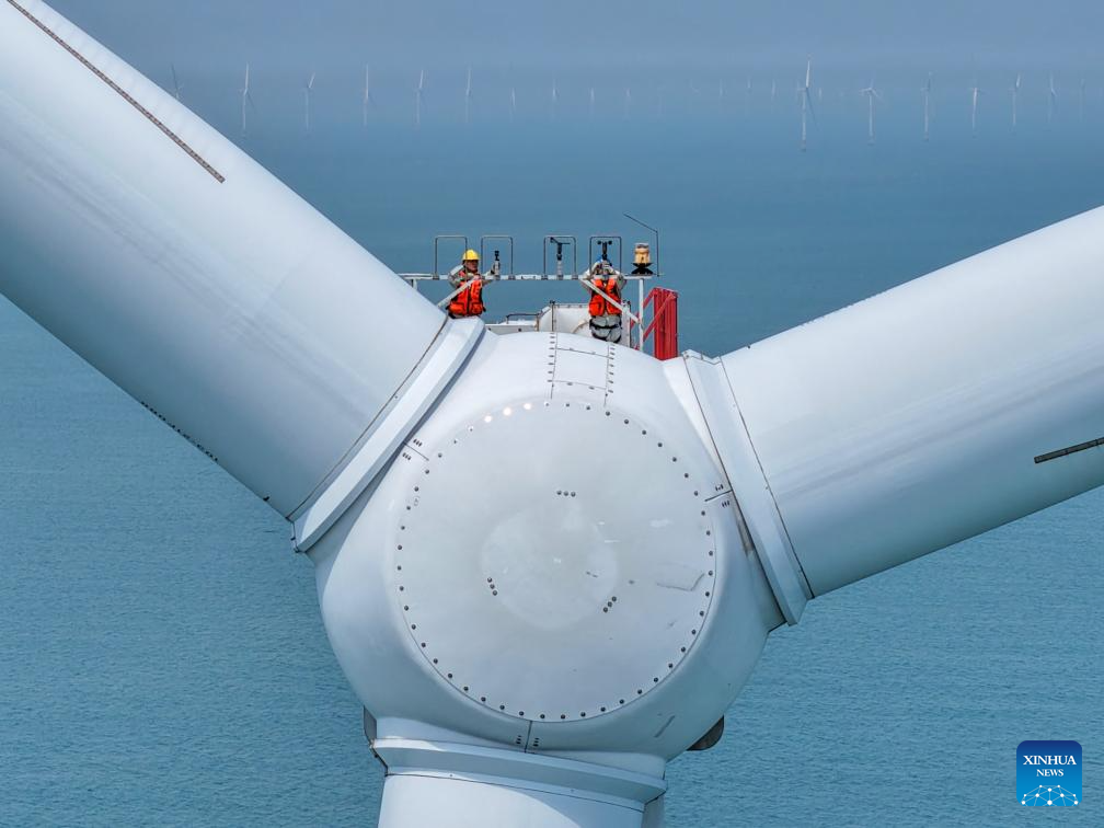 Maintenance underway at offshore wind farm in Jiangsu to ensure stable power supply