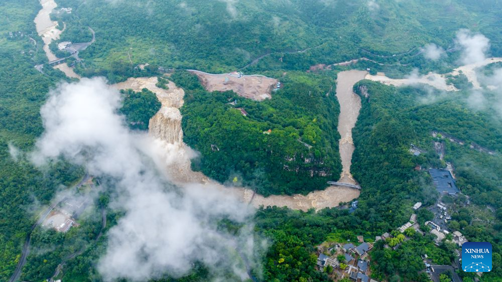 Huangguoshu Waterfall in SW China witnesses flow surge due to continuous rainfall