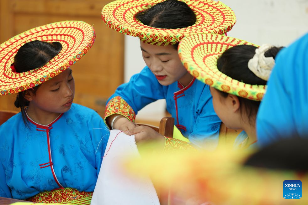 Pic story of Tiaohua cross-stitch embroidery in Longhui County, China's Hunan