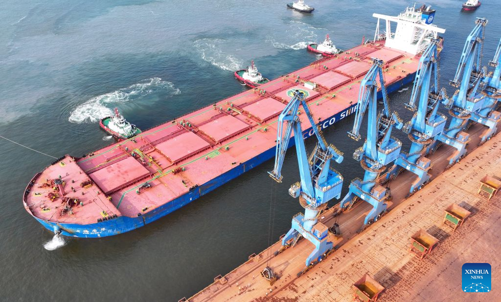 Bulk carrier under COSCO Shipping sets new draft record at China's Tianjin Port