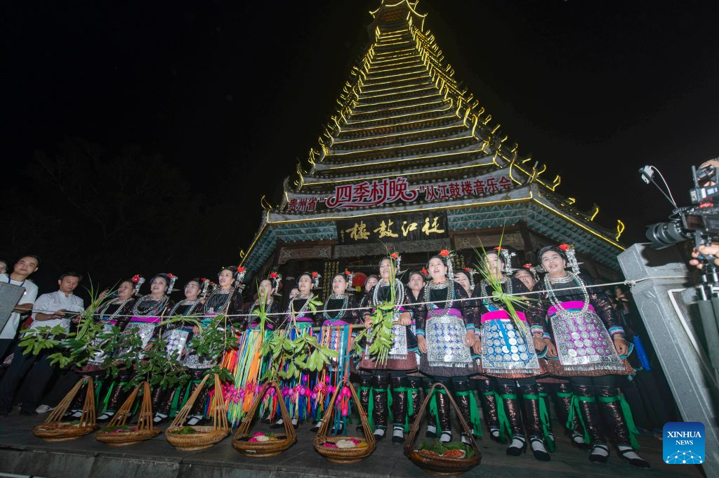Musical event featuring performing arts of Dong ethnic group held in Guizhou, SW China