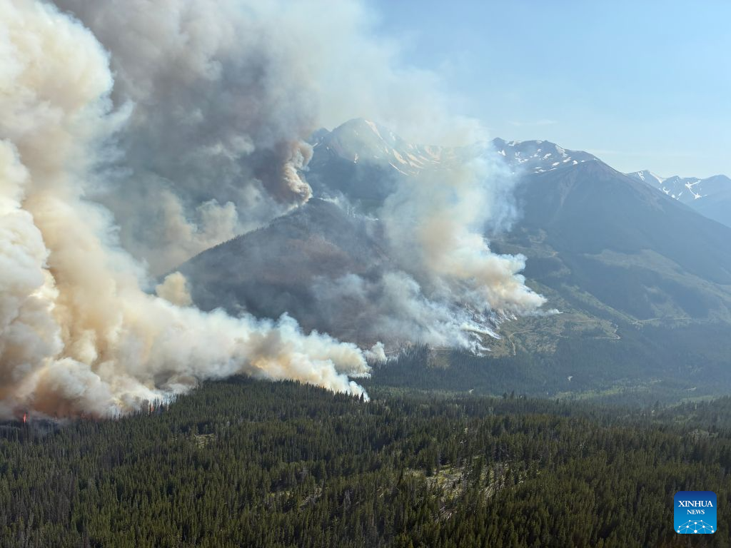 Aerial view of wildfire in British Columbia, Canada