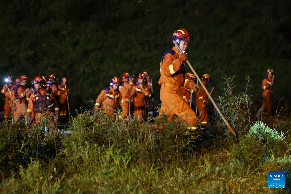 Rescue operations underway following flash flood in NW China's Gansu