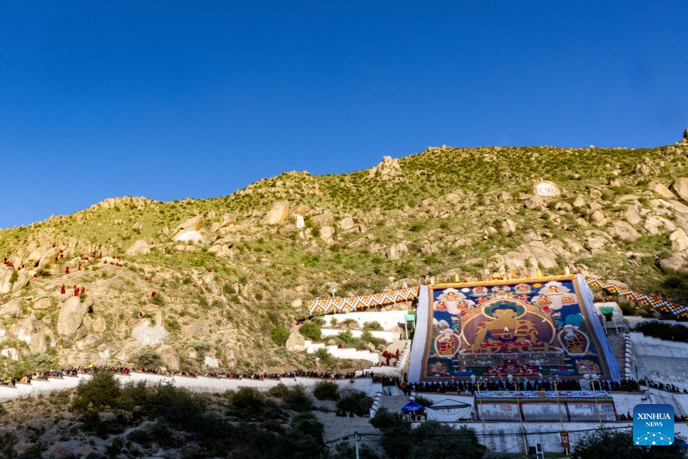 Traditional Shoton Festival celebrated in Lhasa, China's Xizang