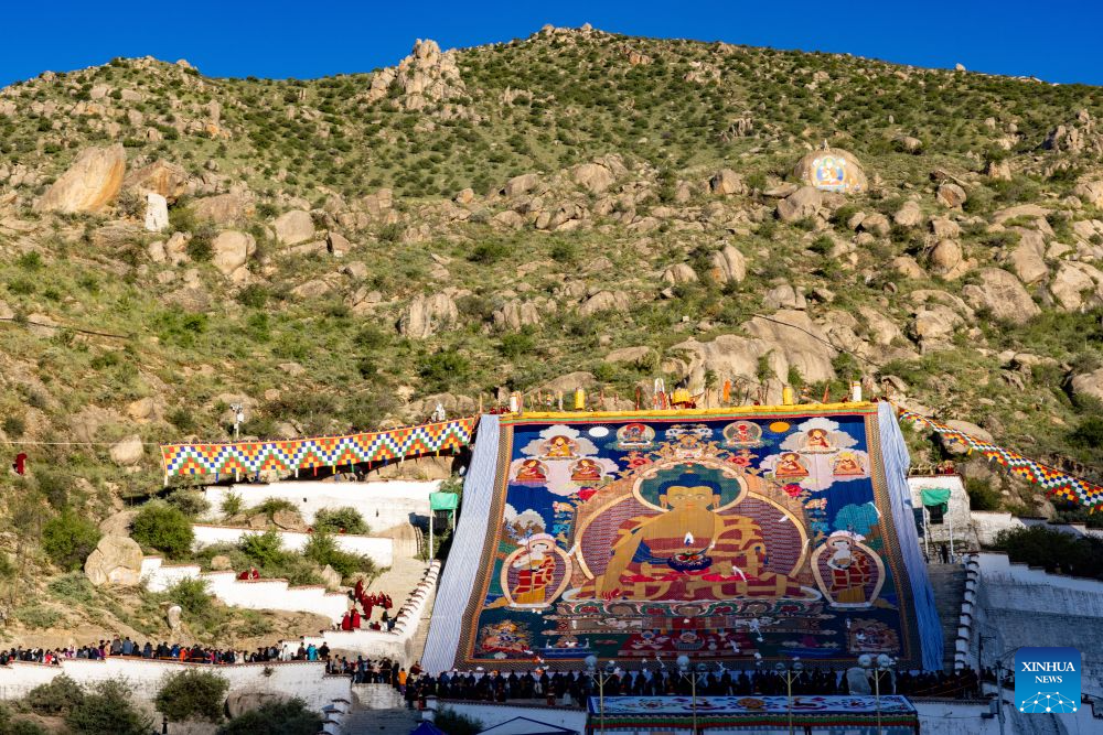 Traditional Shoton Festival celebrated in Lhasa, China's Xizang