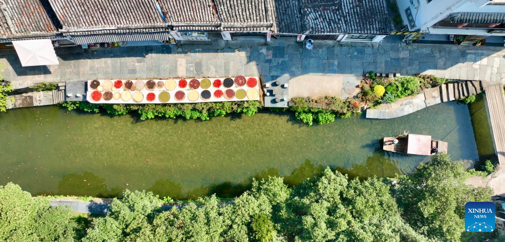 Villagers dry agricultural products in Wuyuan County, China's Jiangxi