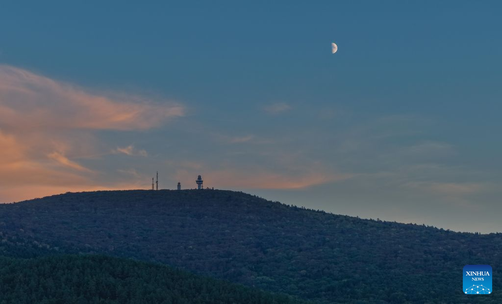 View of first quarter moon across China