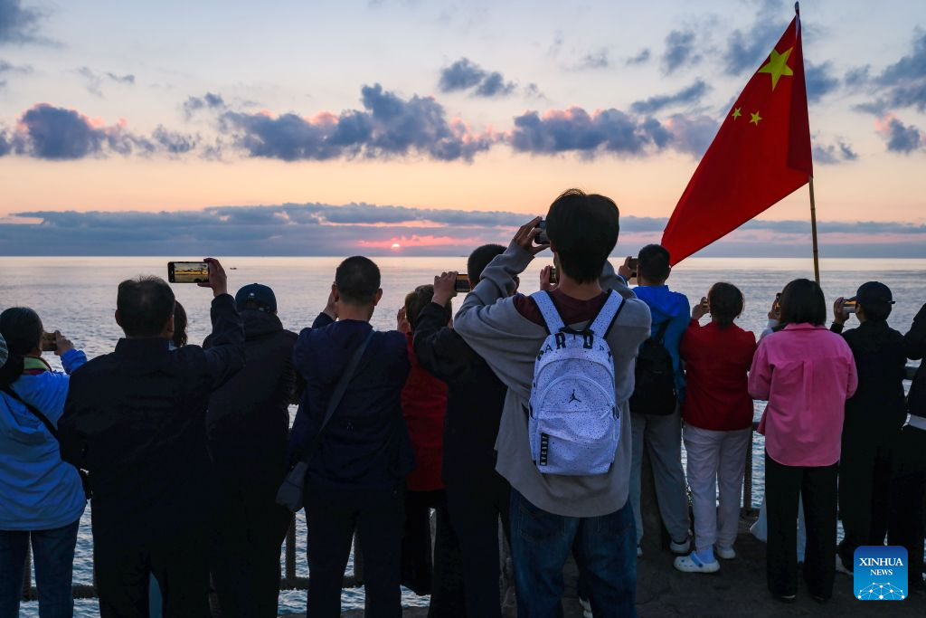 Sea views captured at sunrise in Rongcheng, E China