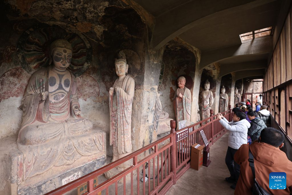 Autumn scenery of Maiji Mountain Grottoes in China's Gansu