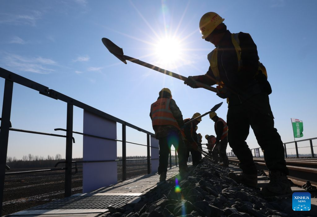 Tongjiang grand bridge completes track laying in China's Heilongjiang