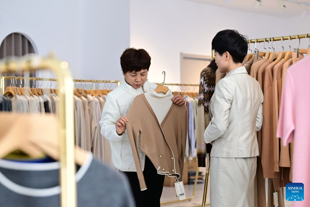 A glimpse of cashmere processing and sales hub in China's Hebei