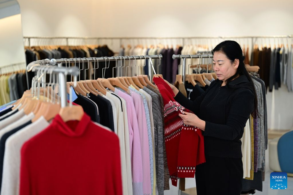 A glimpse of cashmere processing and sales hub in China's Hebei