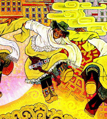 《赛牦牛》,到参与创作的人民大会堂西藏厅壁画《扎西德勒